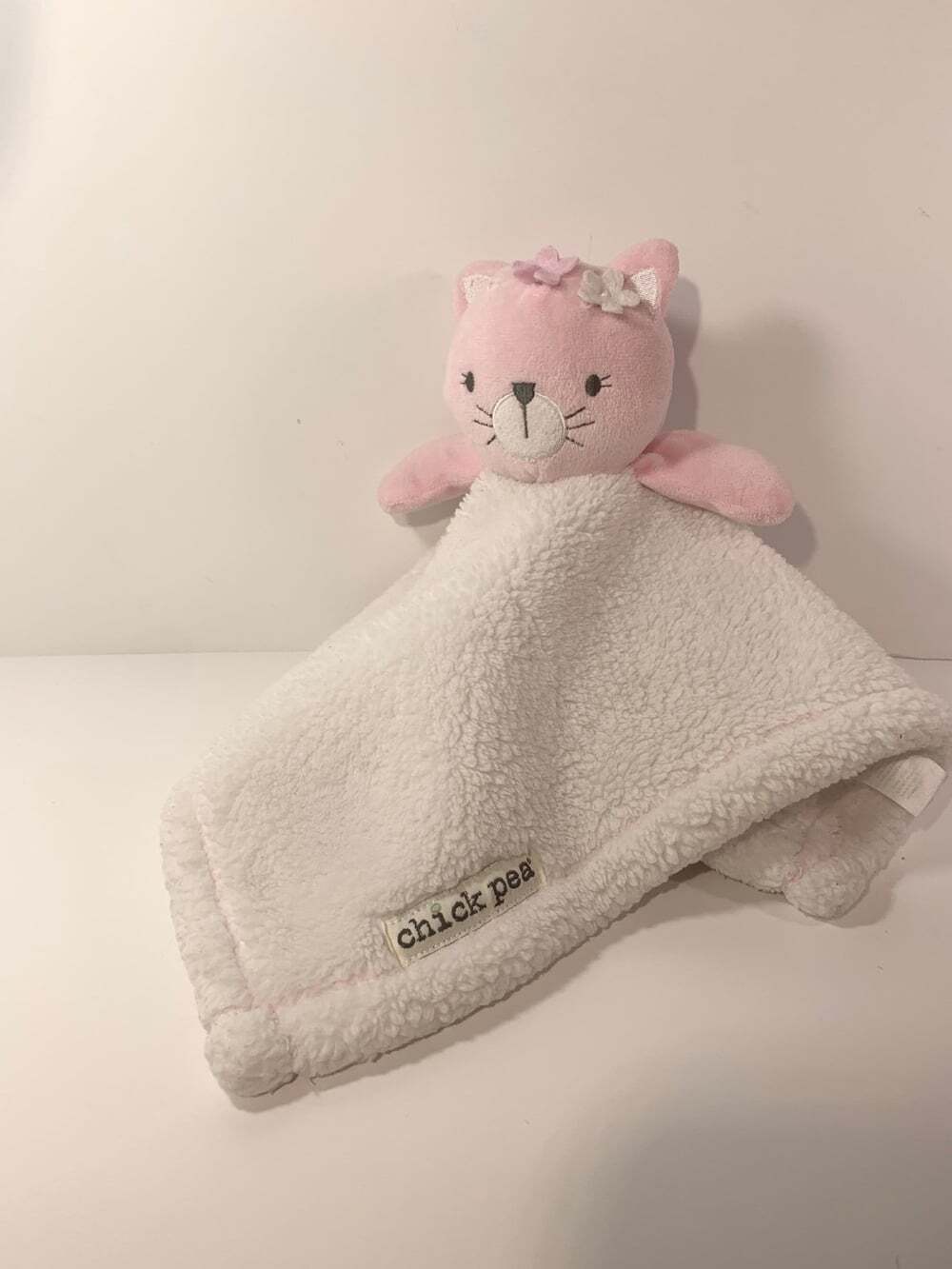 Chick Pea Kitty Cat Lovey Pink White Plush Security Blanket